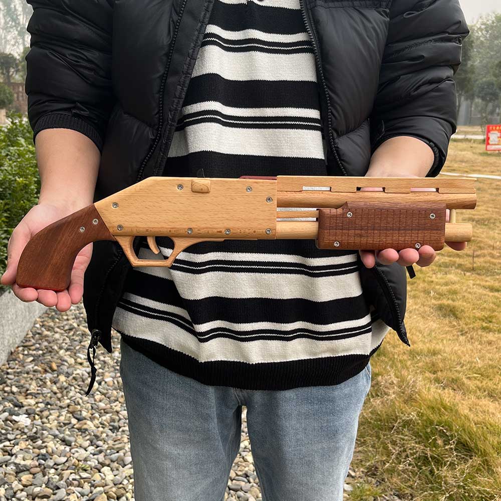 Assembled M37 Shotgun Rubber Band Wooden Replica Gun - Tophatter Daily Deals