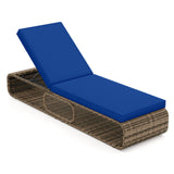 7-Position Adjustable PE Rattan Outdoor Chaise Lounge Chair Navy Garden & Patio - Tophatter Daily Deals
