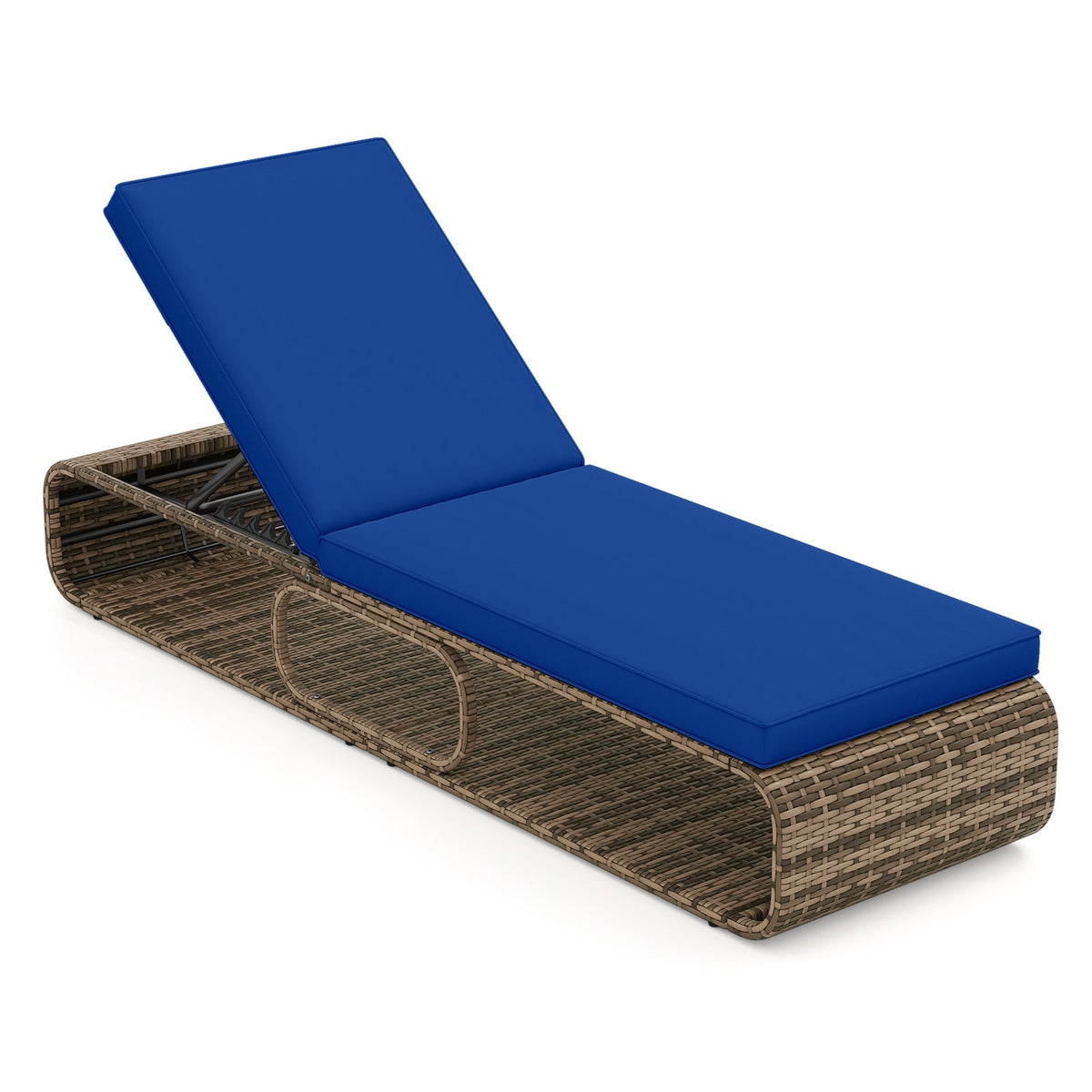 7-Position Adjustable PE Rattan Outdoor Chaise Lounge Chair Navy Garden & Patio - Tophatter Daily Deals