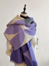 Oversized Womens Scarf - Reversible Geometric Cashmere Purple - Tophatter Daily Deals