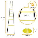 Football Training Ladder - Agility Ladder Speed Training Equipment, Football Agility Speed Training 6m Ladder & Cone Set with Drawstring Carry Bag Apparel & Accessories - Tophatter Daily Deals