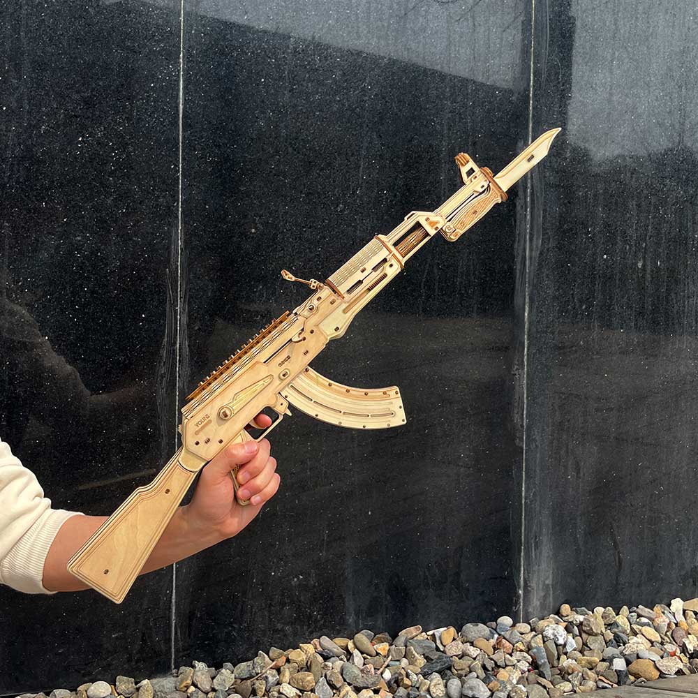 AK47 Wooden Rubber Band Replica Gun Model Kit - Tophatter Daily Deals