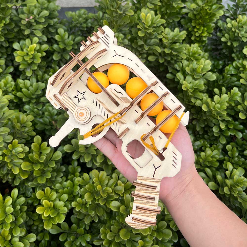 Ranger Ping Pong Ball Shooter Wooden Rubber Band Gun Model Kit - Tophatter Daily Deals