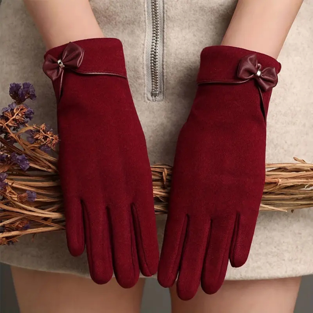 Warm Womens Touchscreen Gloves - Short Fitted Suede Winter - Tophatter Daily Deals