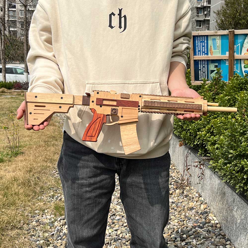 M416 Wooden Rubber Band Gun Model Kit - Tophatter Daily Deals