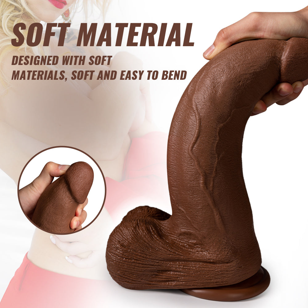 Acmejoy - Silicone Adult Sex Toys Long Brown Dildo with Suction Cup for Hands-Free Play 13.39 in Dildos - Tophatter Daily Deals
