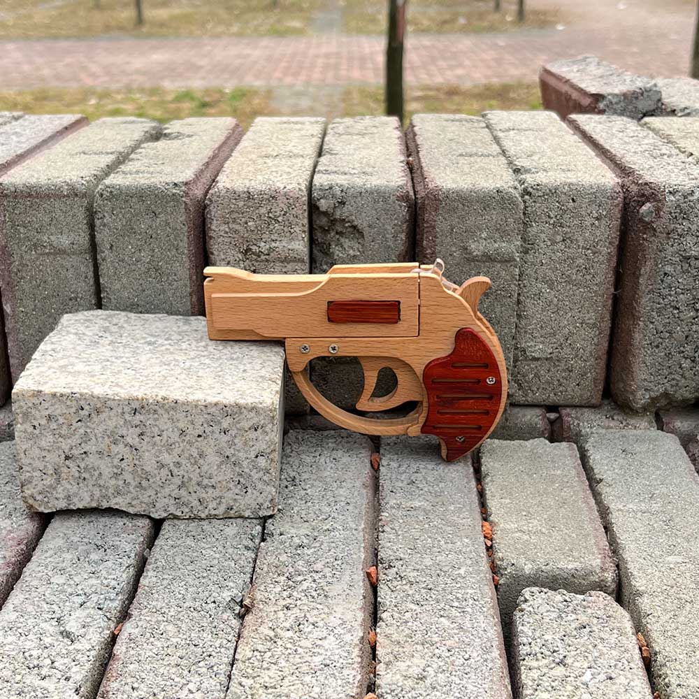 Solid Wood Mini Revolver Rubber Band Gun - Tophatter Daily Deals