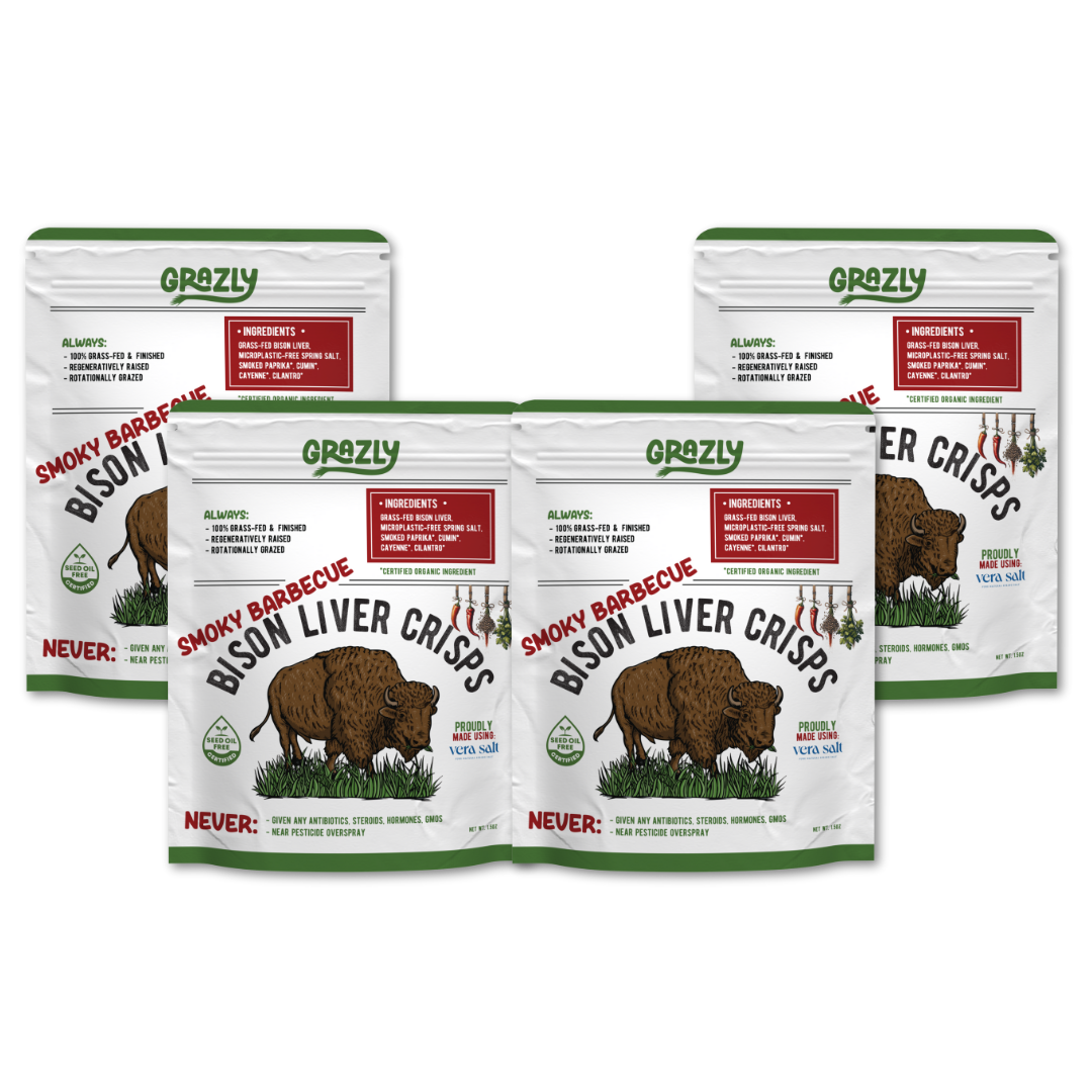 Bison Liver Crisps - 100% Grass-Fed/Finished Smoky Barbecue 4 Pack Health & Wellness - Tophatter Daily Deals