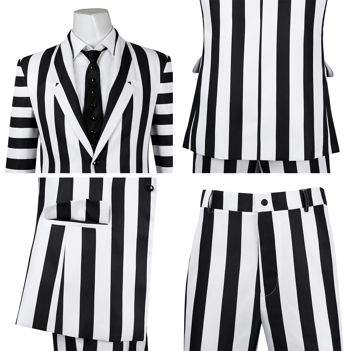 Beetlejuice 2 Beetlejuice Halloween Black And White Cosplay Costume Costume - Tophatter Daily Deals
