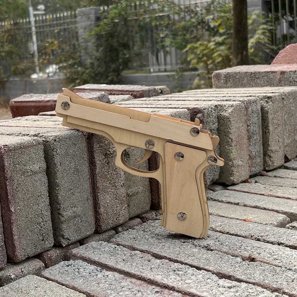 Assembled M92F Wooden Rubber Band Gun - Tophatter Daily Deals