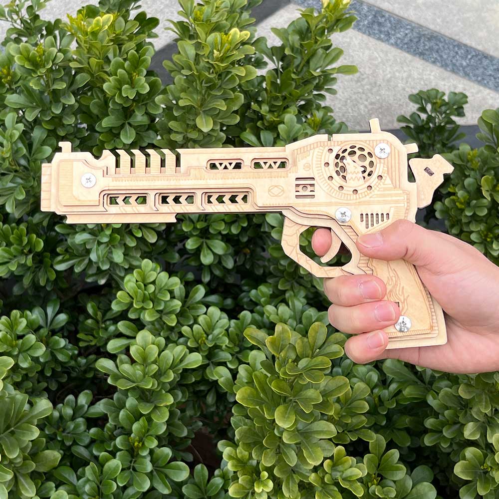 3D Gun Puzzle Wooden Rubber Band Gun Model Kit - Tophatter Daily Deals