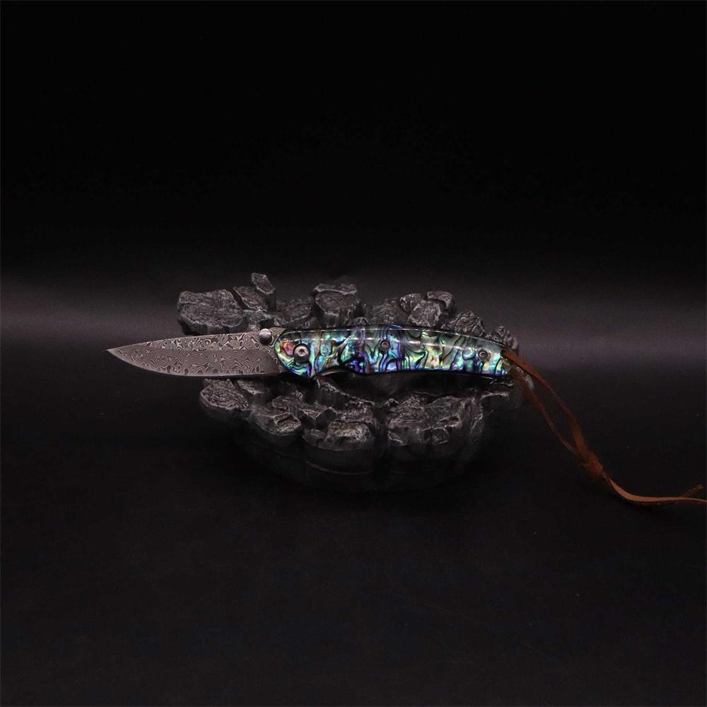 Damascus Knife Handmade Colored Folding Knife - Tophatter Daily Deals