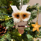 Natural Owl Christmas Tree Decoration | Rustic Woodland Hanging Bauble - 10cm Baubles - Tophatter Daily Deals