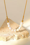 18K Gold-Plated Freshwater Pearl Necklace Gold One Size Necklaces - Tophatter Daily Deals