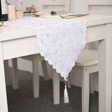 Bronzing White Table Runner Home Table Cloth Fabric Silver tree 0 - Tophatter Daily Deals