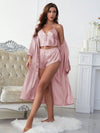 Satin V-Neck Cami, Shorts, and Belted Robe Pajama Set Loungewear Sets - Tophatter Daily Deals