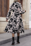 Floral Balloon Sleeve Tied Midi Dress Casual Dresses - Tophatter Daily Deals