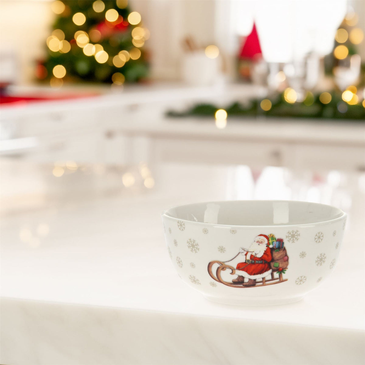 Santa Claus Christmas Bowl | Ceramic Festive Bowl for Snacks & Nibbles - 450ml Bowl - Tophatter Daily Deals