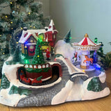Light-up Christmas Village Scene | Illuminated LED Ornament with Movement Ornament - Tophatter Daily Deals