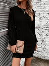 Ribbed Round Neck Long Sleeve Dress Casual Dresses - Tophatter Daily Deals