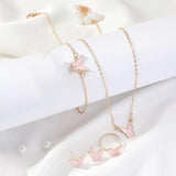 5PCS Fashion Butterfly Pendants Necklace Earrings Ring Bracelet Sets For Women Jewelry Set Bridal Wedding Jewelry Gift 0 - Tophatter Daily Deals