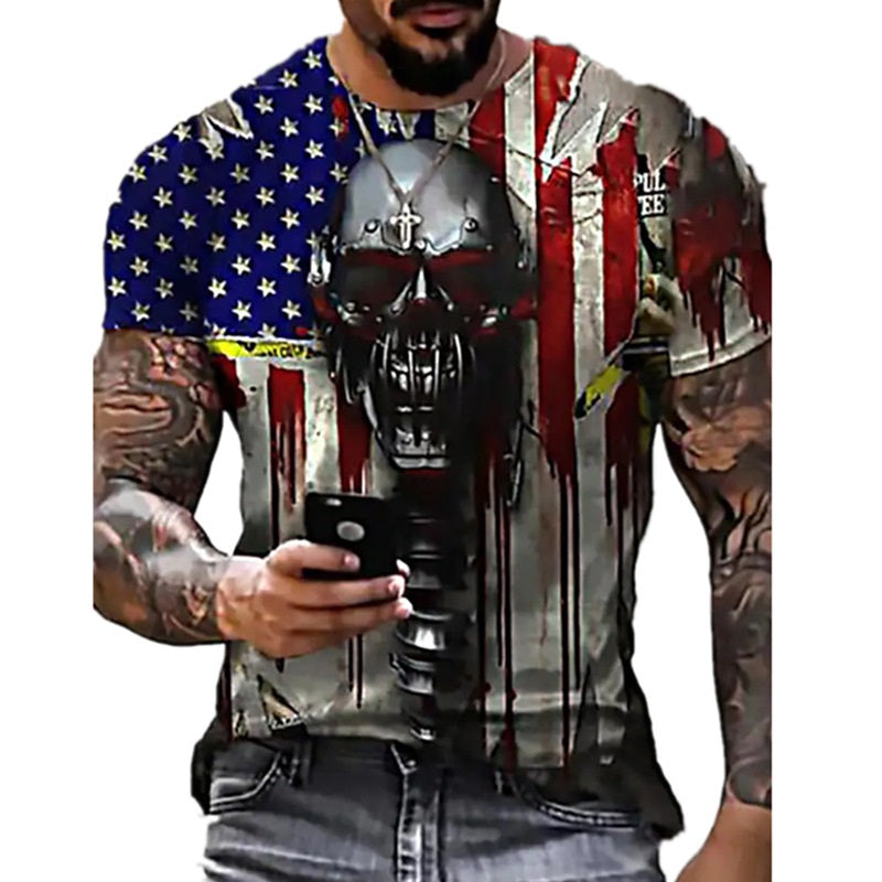 3D Printing Men's Breathable Crew Neck Short Sleeves 02Black 0 - Tophatter Daily Deals