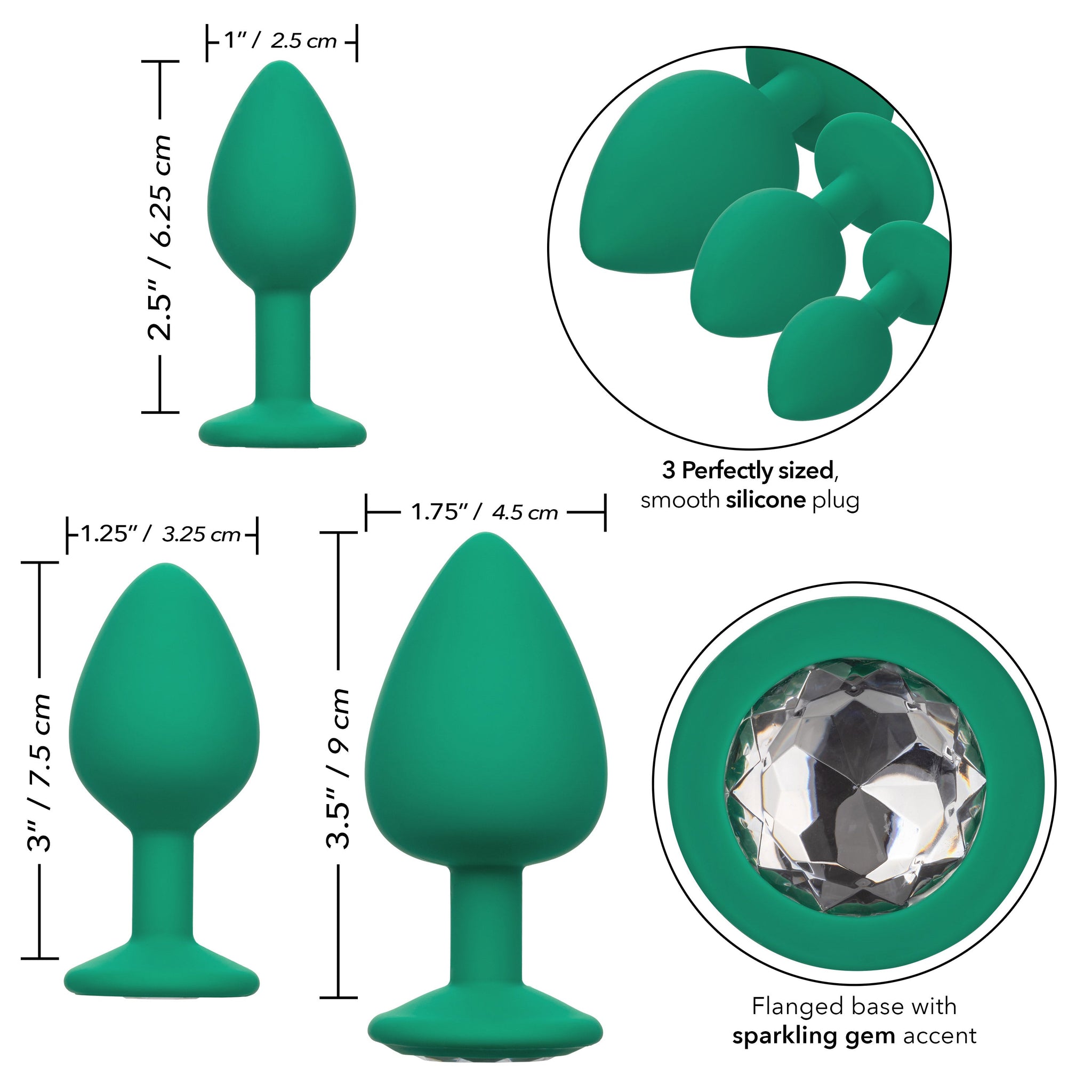 Cheeky Gems Three-Piece Set – Graduated Anal Plugs Set > Anal Range > Butt Plug Kits - Tophatter Daily Deals