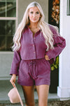 Buttoned Long Sleeve Top and Shorts Set - Tophatter Deals and Online Shopping - Electronics, Jewelry, Beauty, Health, Gadgets, Fashion - Tophatter's Discounts & Offers - tophatters