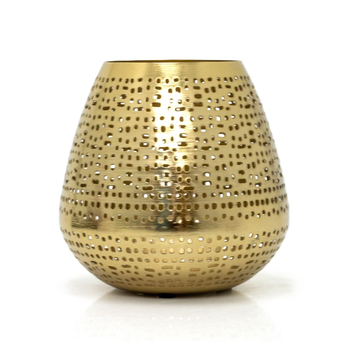 Matt Gold Tealight Candle Holder | Antique Style Metal Candle Lantern - 15cm Candle Holder - Tophatter Daily Deals