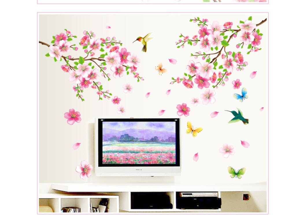 Branch Bird Living Room Glass TV Background Sticker 0 - Tophatter Daily Deals