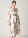 Floral Tie Waist Long Sleeve Robe Sleep Dresses - Tophatter Daily Deals