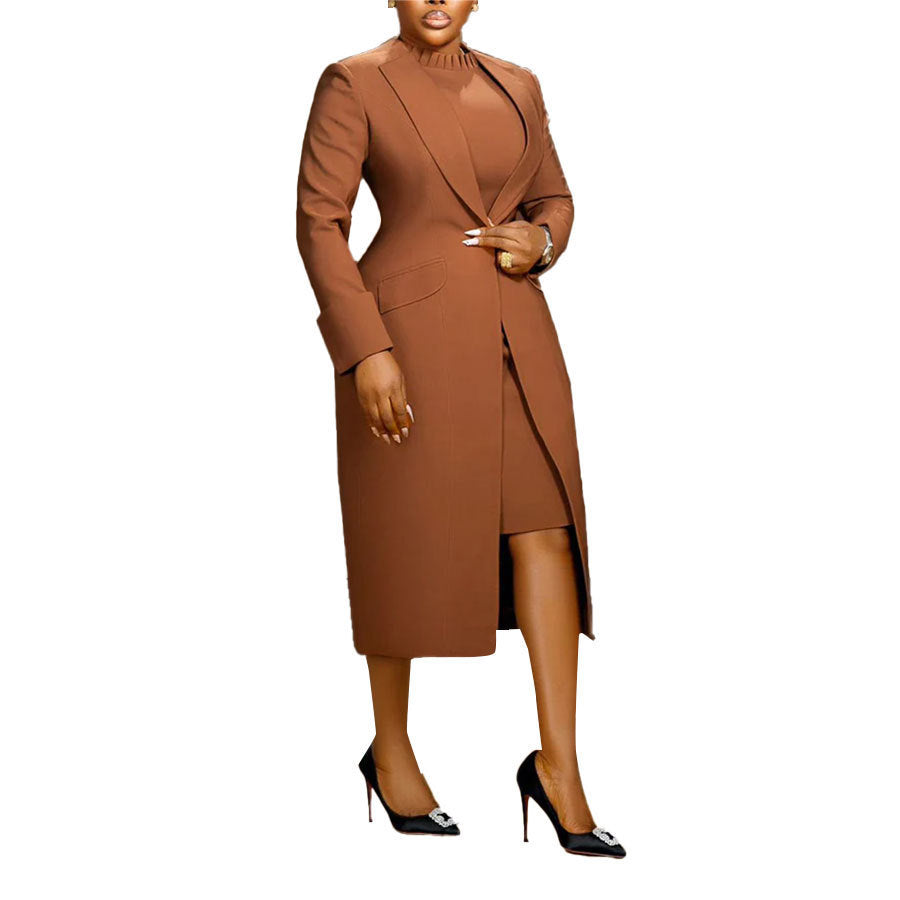 Back Slit Suit Vest Two-piece Set Brown 0 - Tophatter Daily Deals
