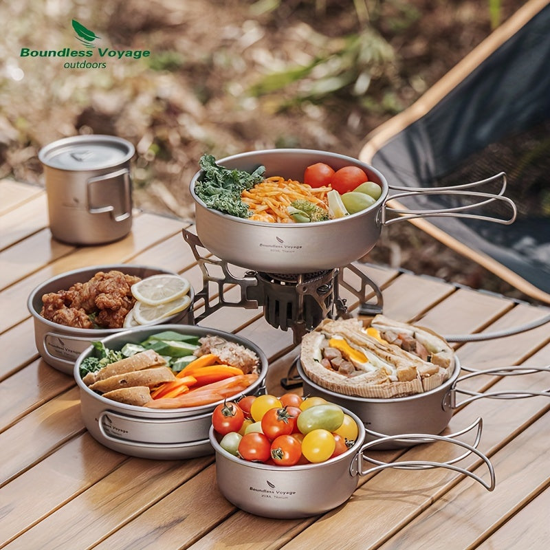 Camping Cookware Set Foldable Outdoor (5pcs) Camp Cooking - Tophatter Daily Deals