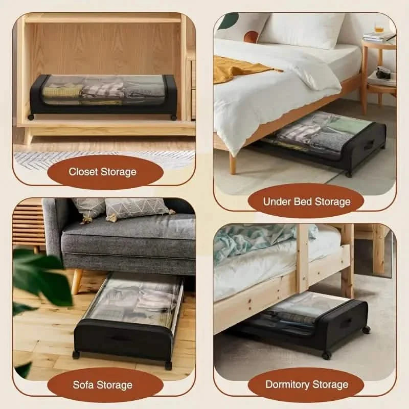 Under-Bed Storage Drawer with Wheels Multipurpose with Clear Window & Label Storage & Organization - Tophatter Daily Deals