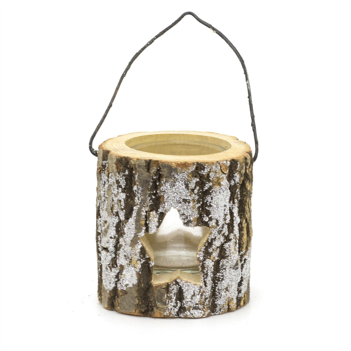 Natural Wood Christmas Tealight Candle Holder | Festive Rustic Wooden Tea Light Candle Pot | Xmas Lantern Tealight Votive Holder - Design Varies One Supplied Candle Holder - Tophatter Daily Deals