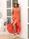 High-Low Ruched Tube Dress Orange Casual Dresses - Tophatter Daily Deals