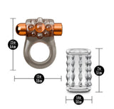Stay Hard Vibrating Cock Ring Set With Textured Sleeve - Stamina Enhancer > Cock Ring > Vibrating - Tophatter Daily Deals