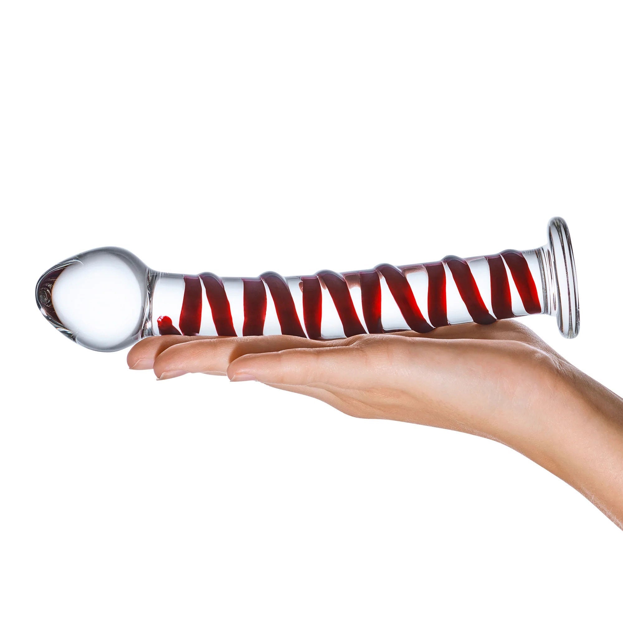 Glas 8 Inch Mr Swirly Spiral Red and Clear Glass Dildo > Glass > Dildos - Tophatter Daily Deals