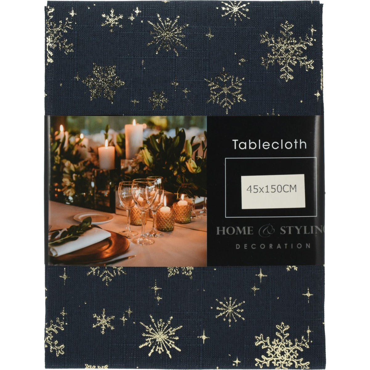 Navy Blue & Gold Table Runner | Fabric Christmas Table Runner - 45x150cm Table Runner - Tophatter Daily Deals