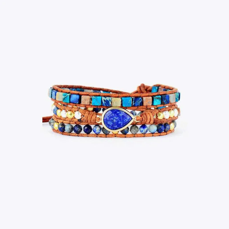Natural Stone Layered Bracelet Royal Blue One Size Bracelets - Tophatter Daily Deals