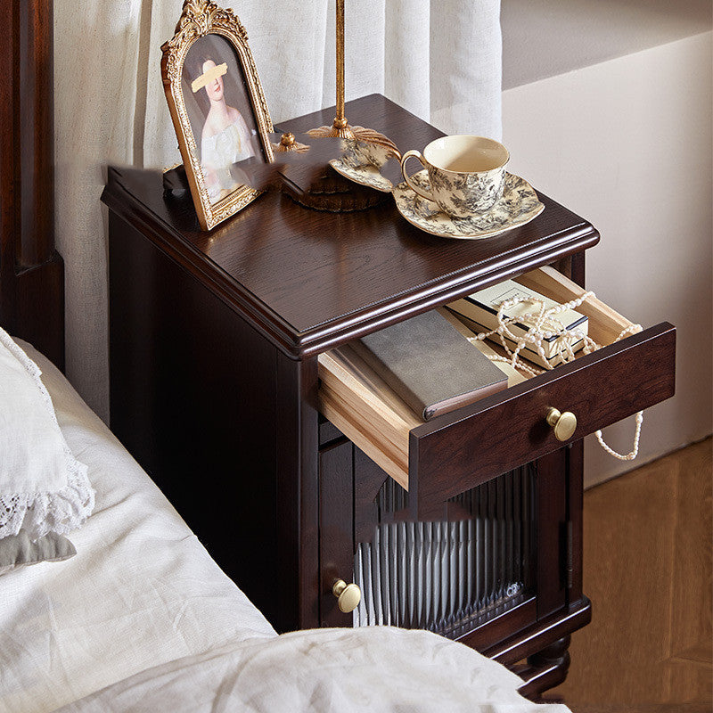 American-style Solid Wood Luxury Bedside Table Bedroom Furniture Storage 0 - Tophatter Daily Deals
