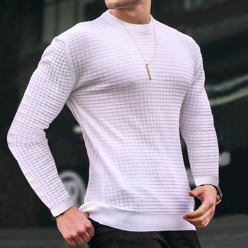 Lightweight Men’s Crew Pullover - Waffle Knit Cotton White 3D Changing Face Moving Picture Frame - Tophatter Daily Deals