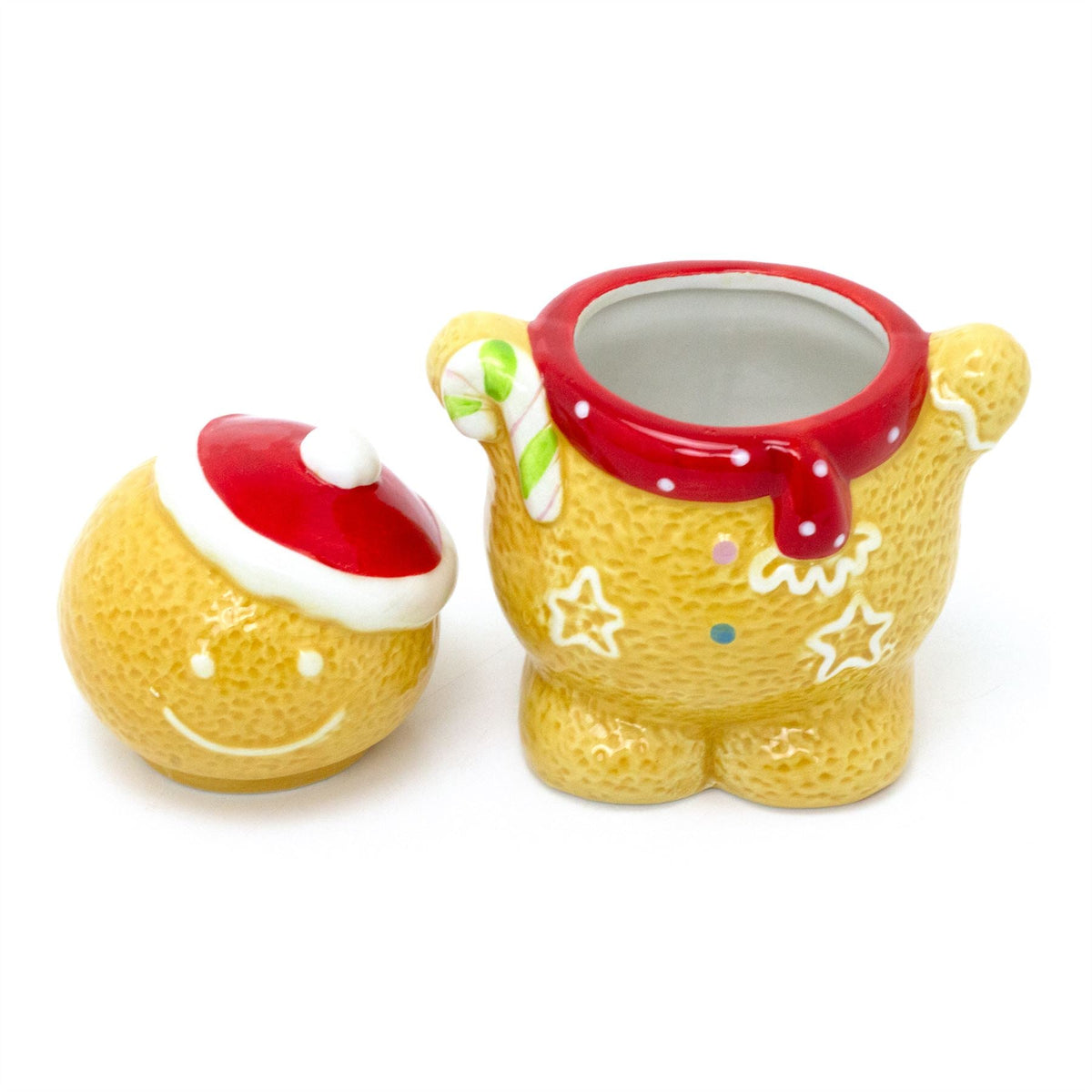 Gingerbread Boy Christmas Storage Jar | Festive Ceramic Kitchen Cookie Jar 18cm Jar - Tophatter Daily Deals