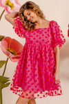 BiBi Polka Dot Mesh Puff Sleeve Dress Casual Dresses - Tophatter Daily Deals