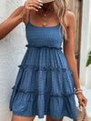 Frill Spaghetti Strap Tiered Dress Peacock Blue Casual Dresses - Tophatter Daily Deals