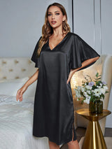 V-Neck Flutter Sleeve Night Dress Sleep Dresses - Tophatter Daily Deals
