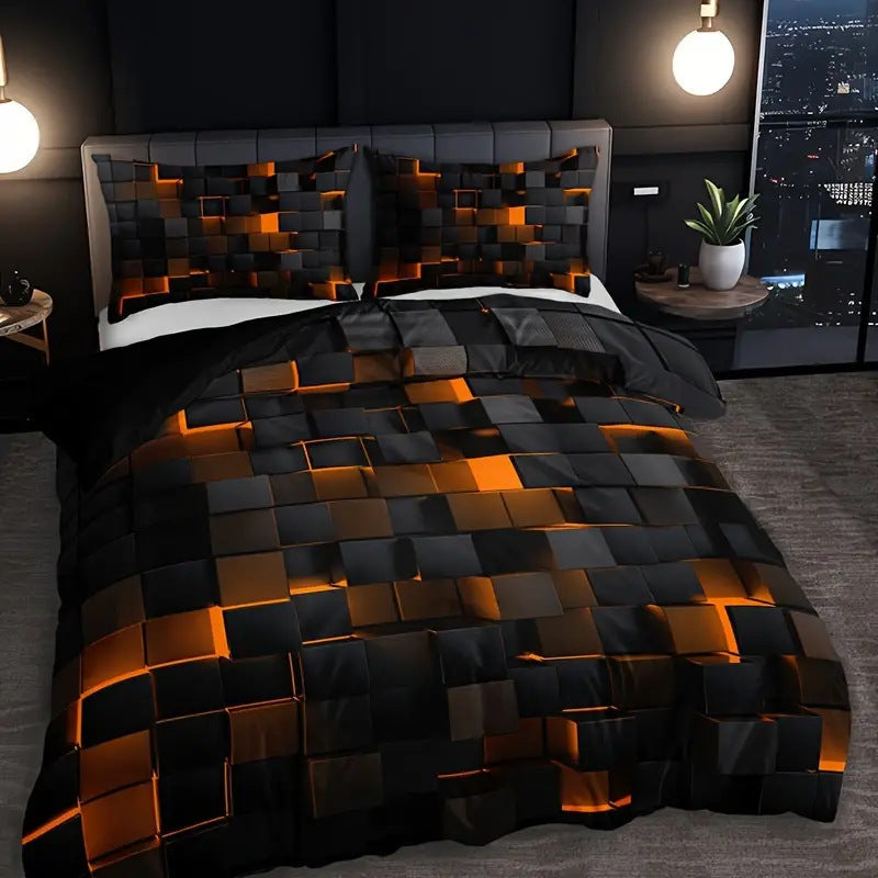 Abstract Grid Series Quilt Cover Digital Printing Bedding 4 Style 0 - Tophatter Daily Deals