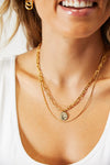 Adored Coin Pendant Triple-Layered Chain Necklace Gold One Size Necklaces - Tophatter Daily Deals