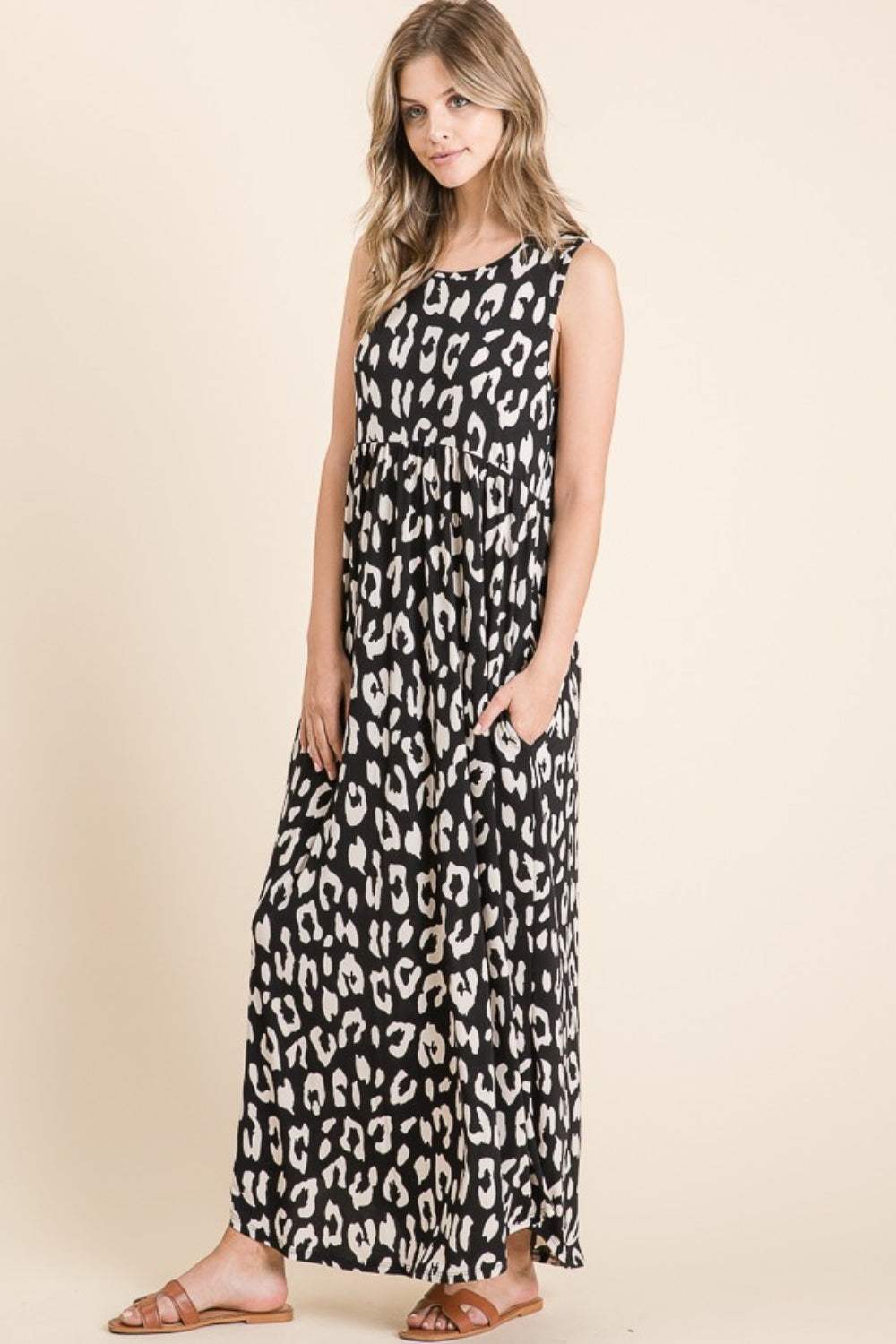 BOMBOM Leopard Maxi Dress with Pockets Casual Dresses - Tophatter Daily Deals