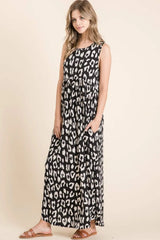 BOMBOM Leopard Maxi Dress with Pockets Casual Dresses - Tophatter Daily Deals